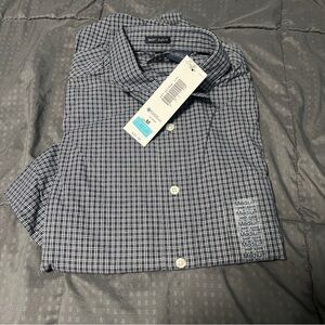 eagle Blue tartan Short Sleeve button down cotton new Men's Size medium